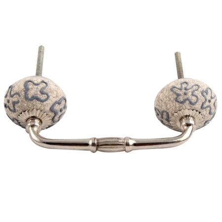 Slate Blue Crackle Ceramic Bridge Handle